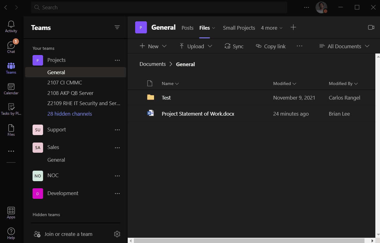 microsoft teams file management example